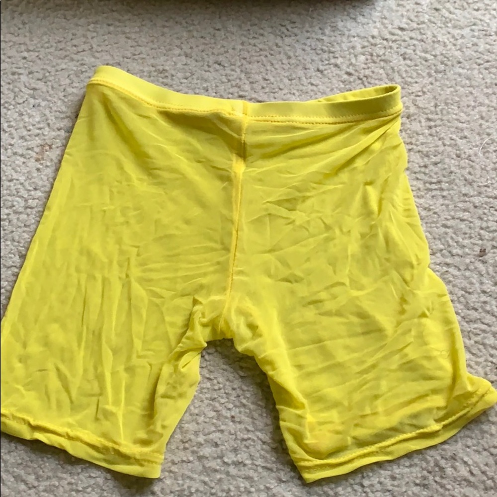 Yellow Sheer Biker Shorts